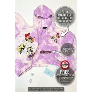 Powerpuff Girls Cropped Hoodie Purple Tie Dye Dumbgood Medium New with Tags